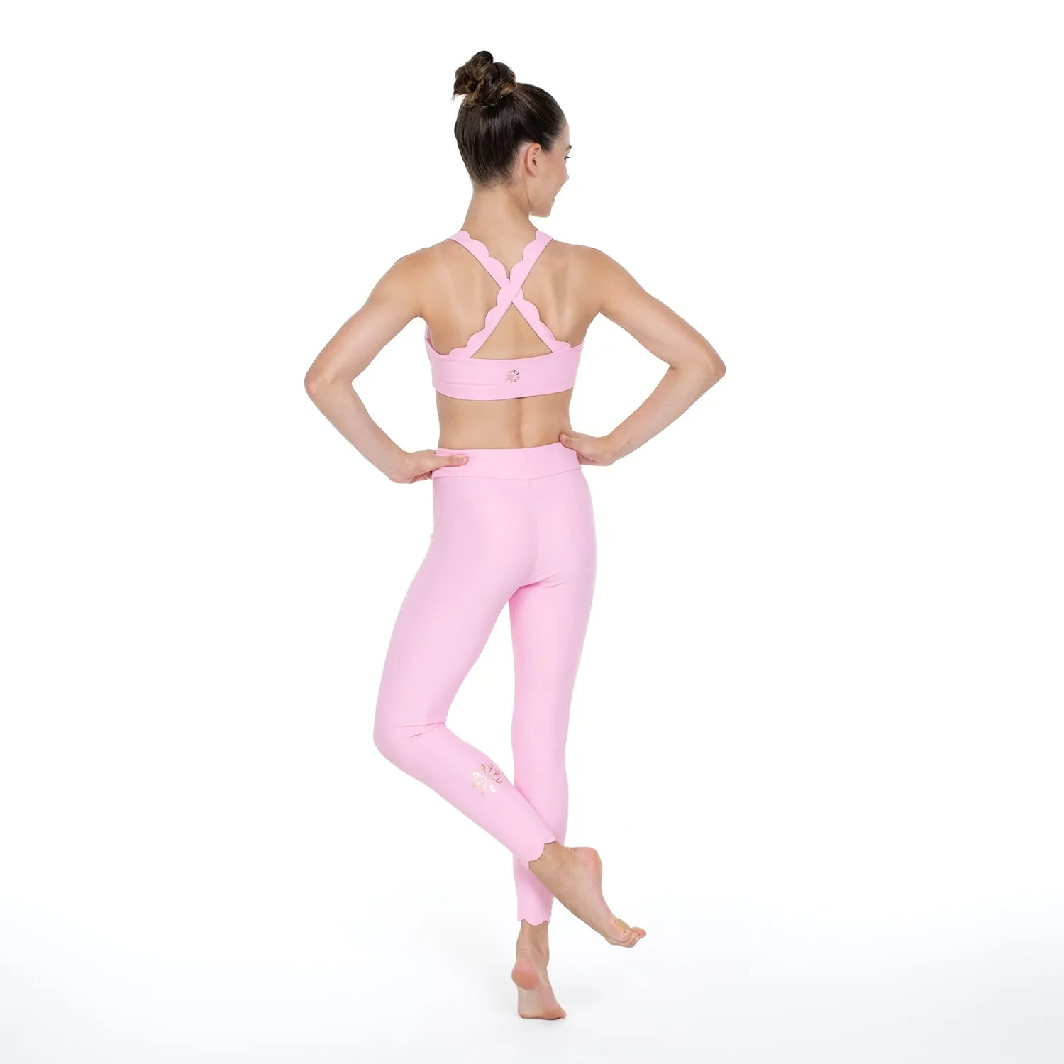 Jamie: Scalloped 7/8 Leggings in Pink