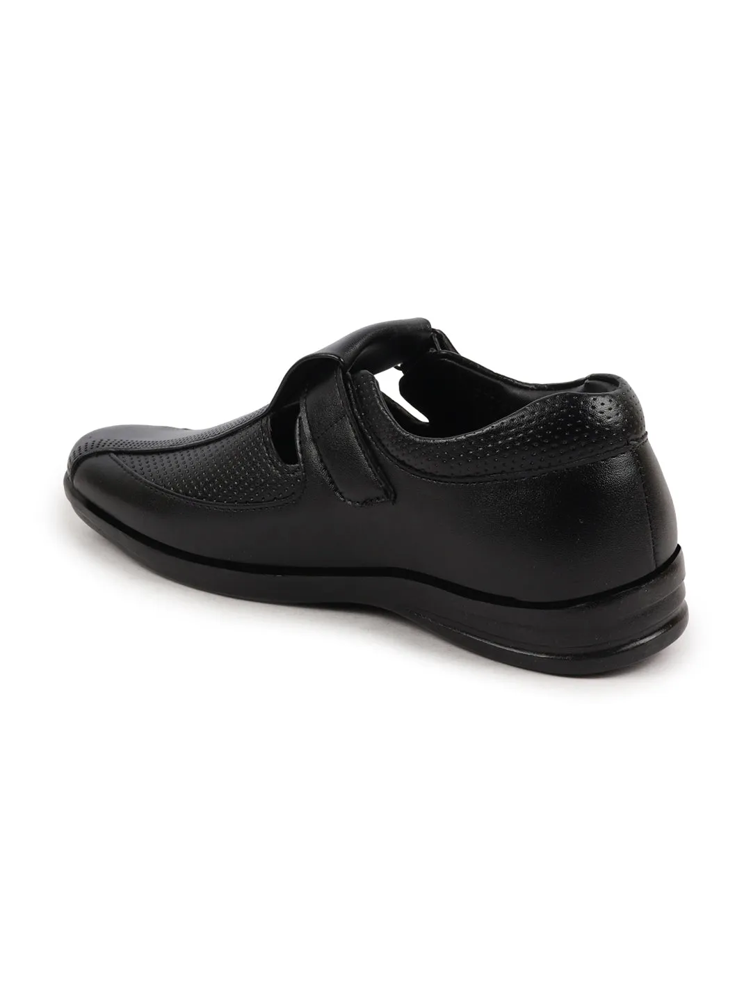 Men Black Shoes Style Casual Slip On Adjustable Strap Velcro Sandal For All Day Comfort