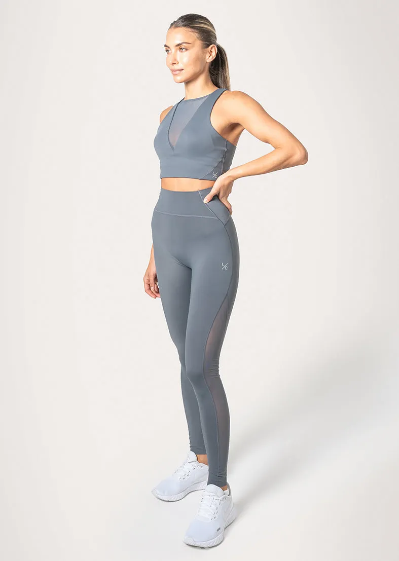 Mesh Panel Legging Grey