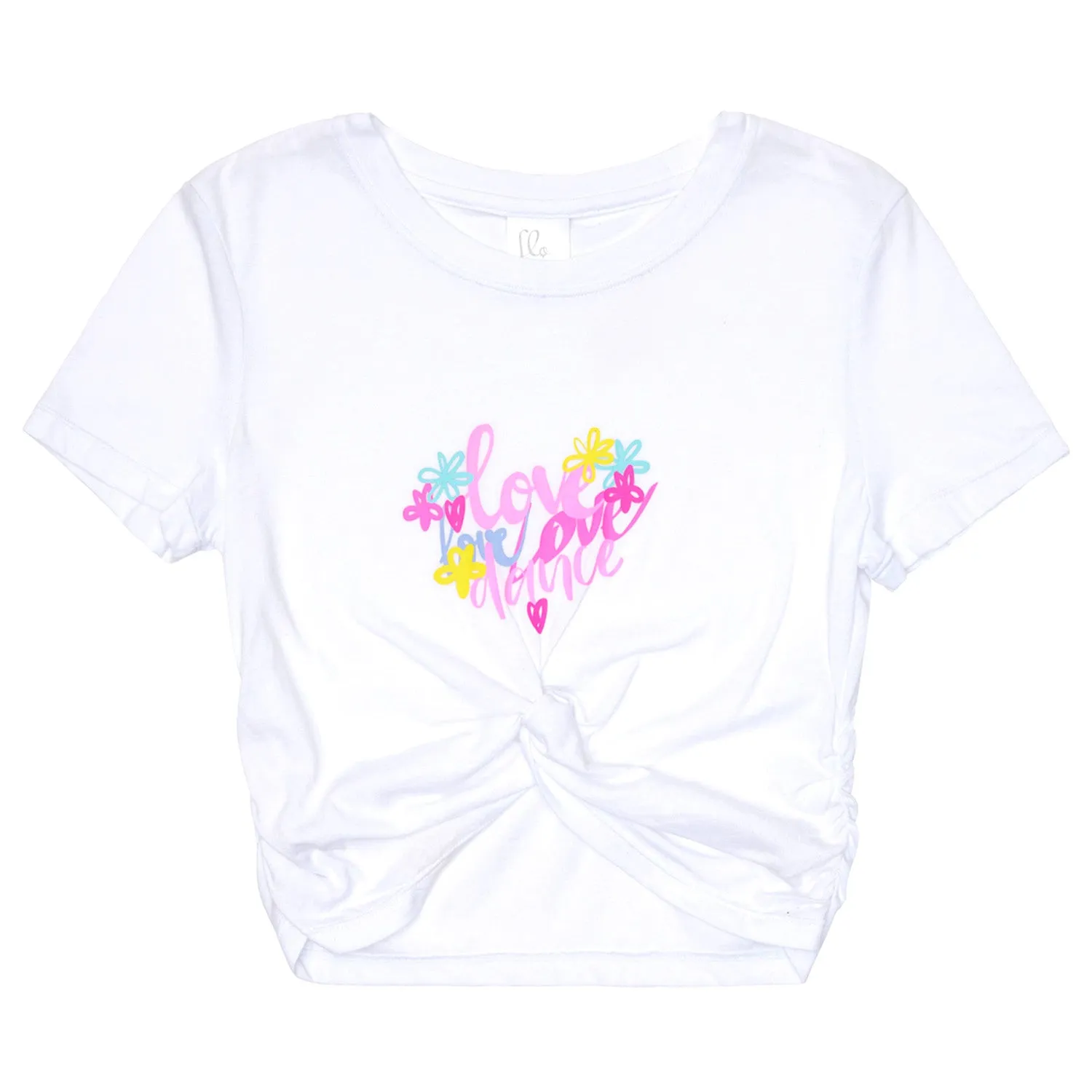 Mock-Tie Crop Tee with Love Dance Print