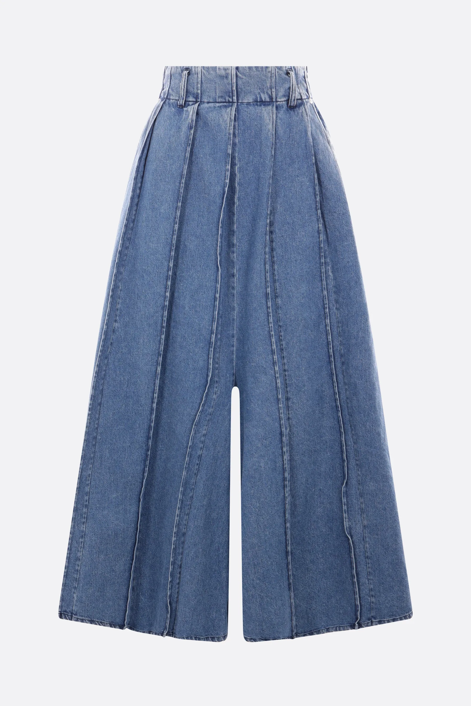 pleated denim skirt pants