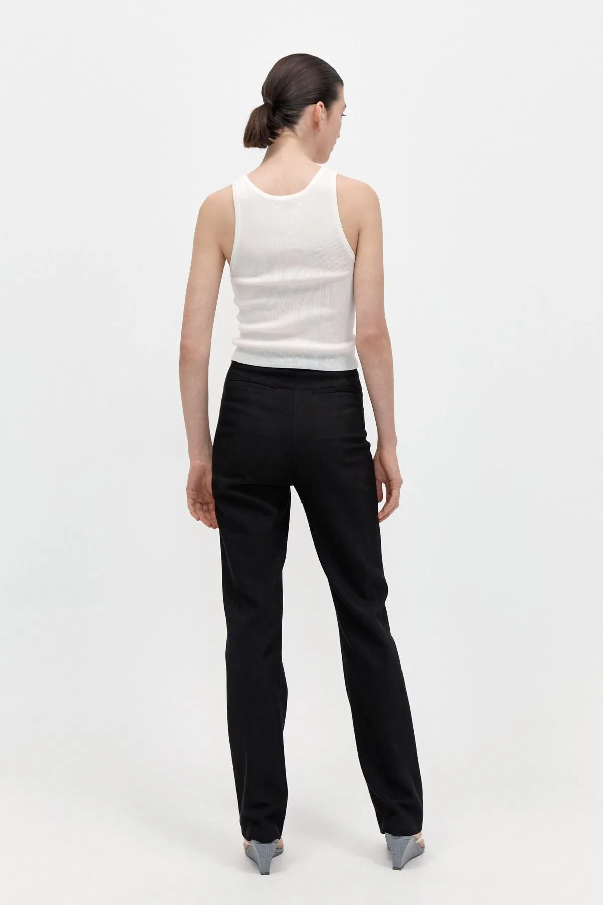 SLIM PANELLED TROUSERS-BLACK