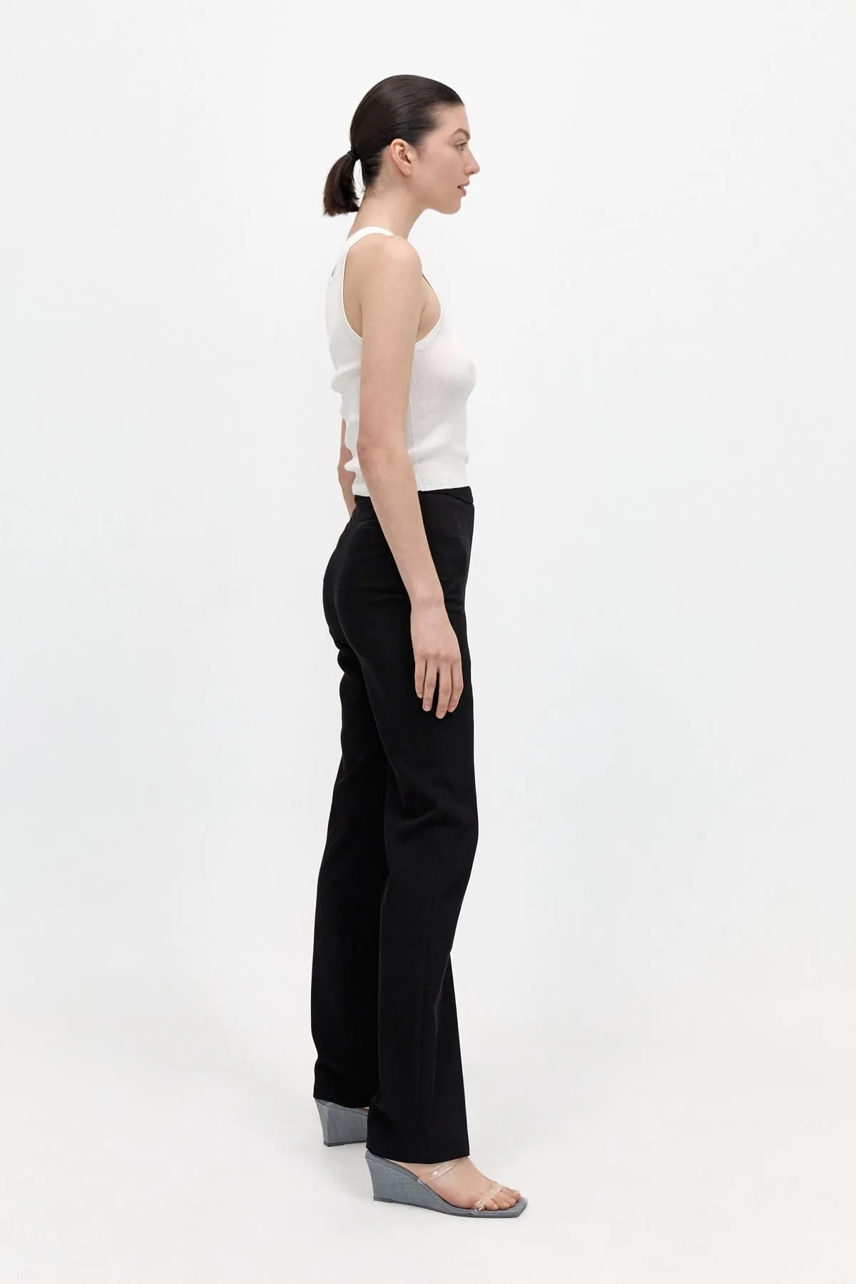 SLIM PANELLED TROUSERS-BLACK