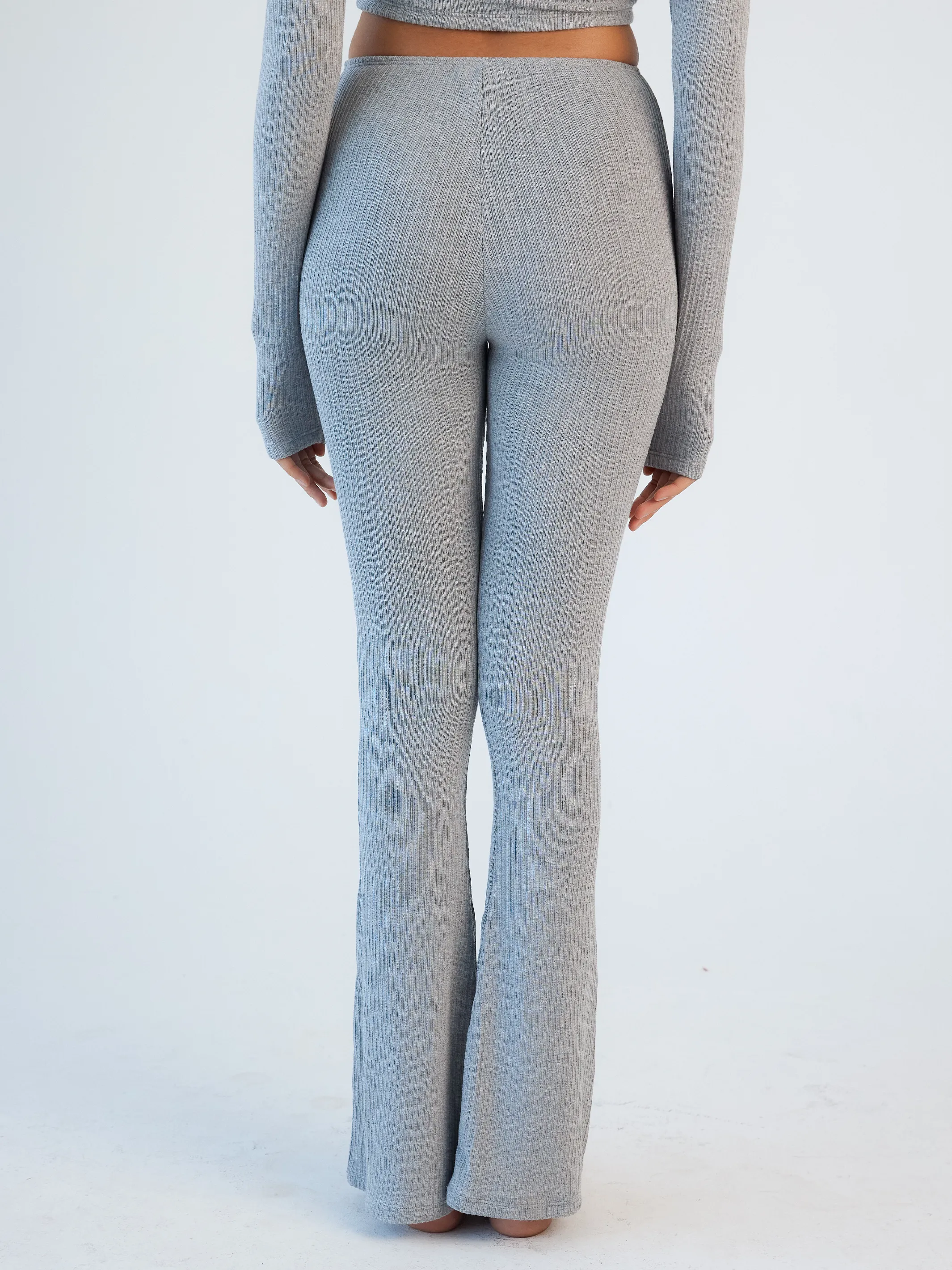 Soft Ribbed Knit Lounge Flare Pants