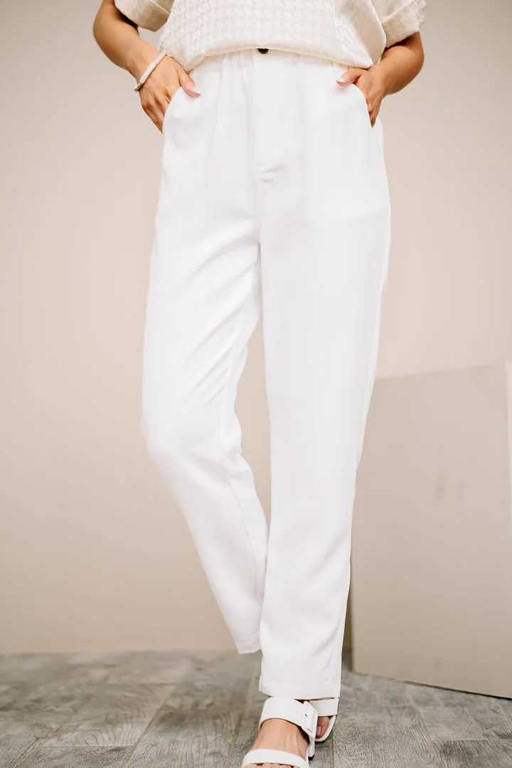 Start A Frenzy Paper Bag Dress Pants | White