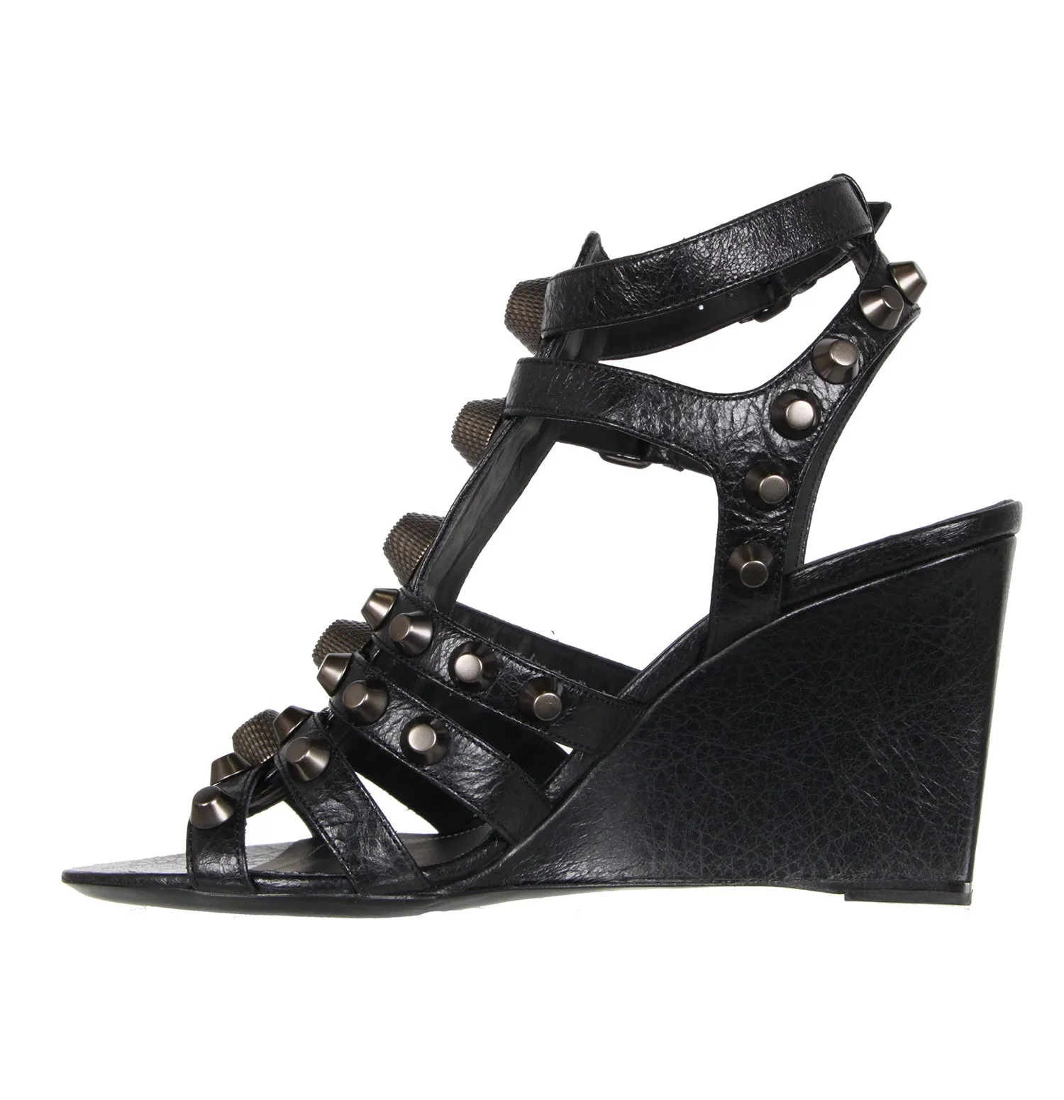 Studded Gladiator Wedge 80 G12, Black/Gunmetal