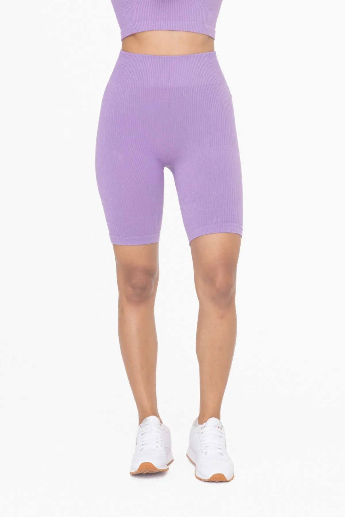 The Best Purple Orchid Above the Knee Ribbed Biker Shorts