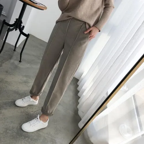 Thicken Pencil Wool Pants OL Style