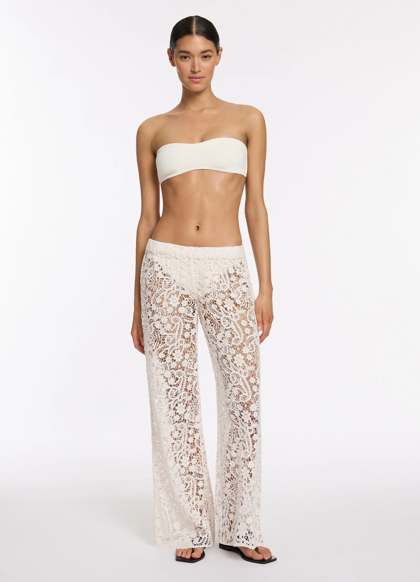 Velana Lace Wide Leg Pant - Cream