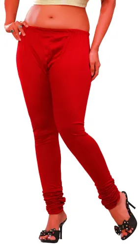 Womens Churidar Stretchable Leggings from India (Red)