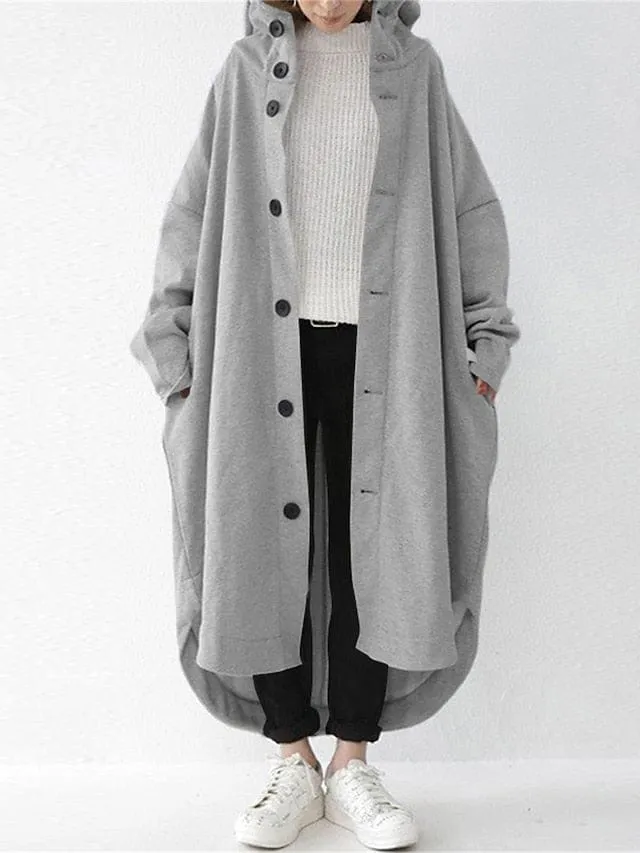 Women's Stylish Long Dusty Coat with Zip-Up Design - Fashionable and Functional