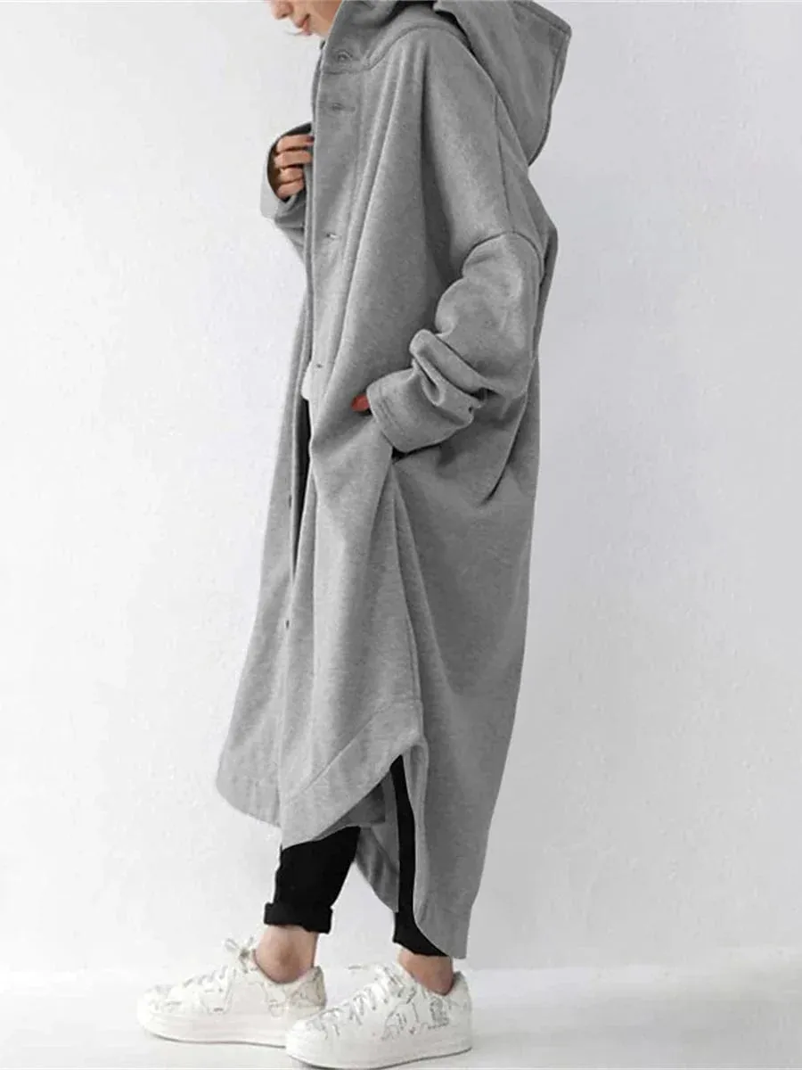 Women's Stylish Long Dusty Coat with Zip-Up Design - Fashionable and Functional