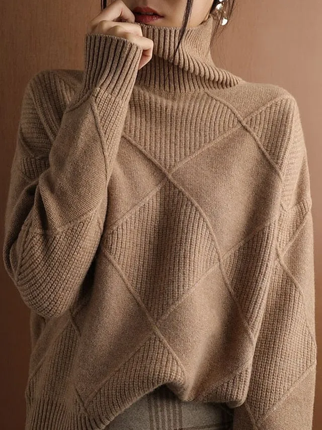 Women's Stylish Turtleneck Pullover Sweater